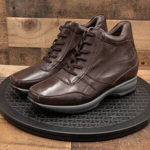 CALTO INVISIBLE HEIGHT MENS BOOTS BROWN ANKLE LACE UP HIDDEN HEEL SIZE 11.5